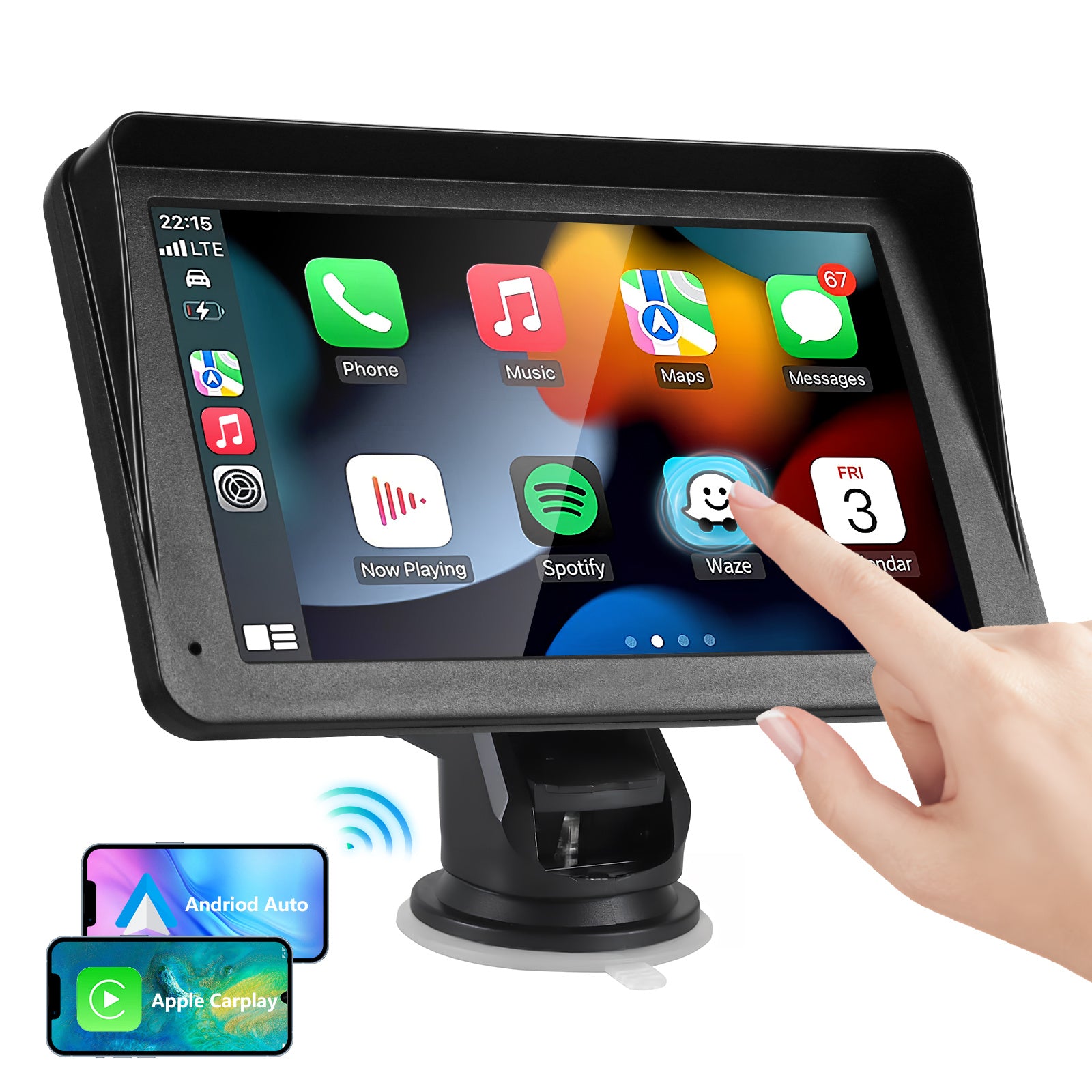 Touchscreen CarPlay & Android Auto, 7 Inch Screen